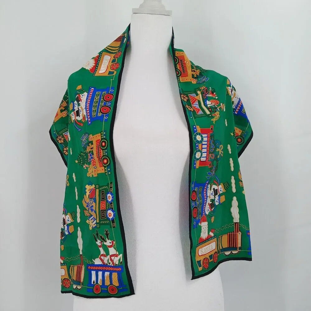 vintage christmas holiday green and red men and womens festive scarf